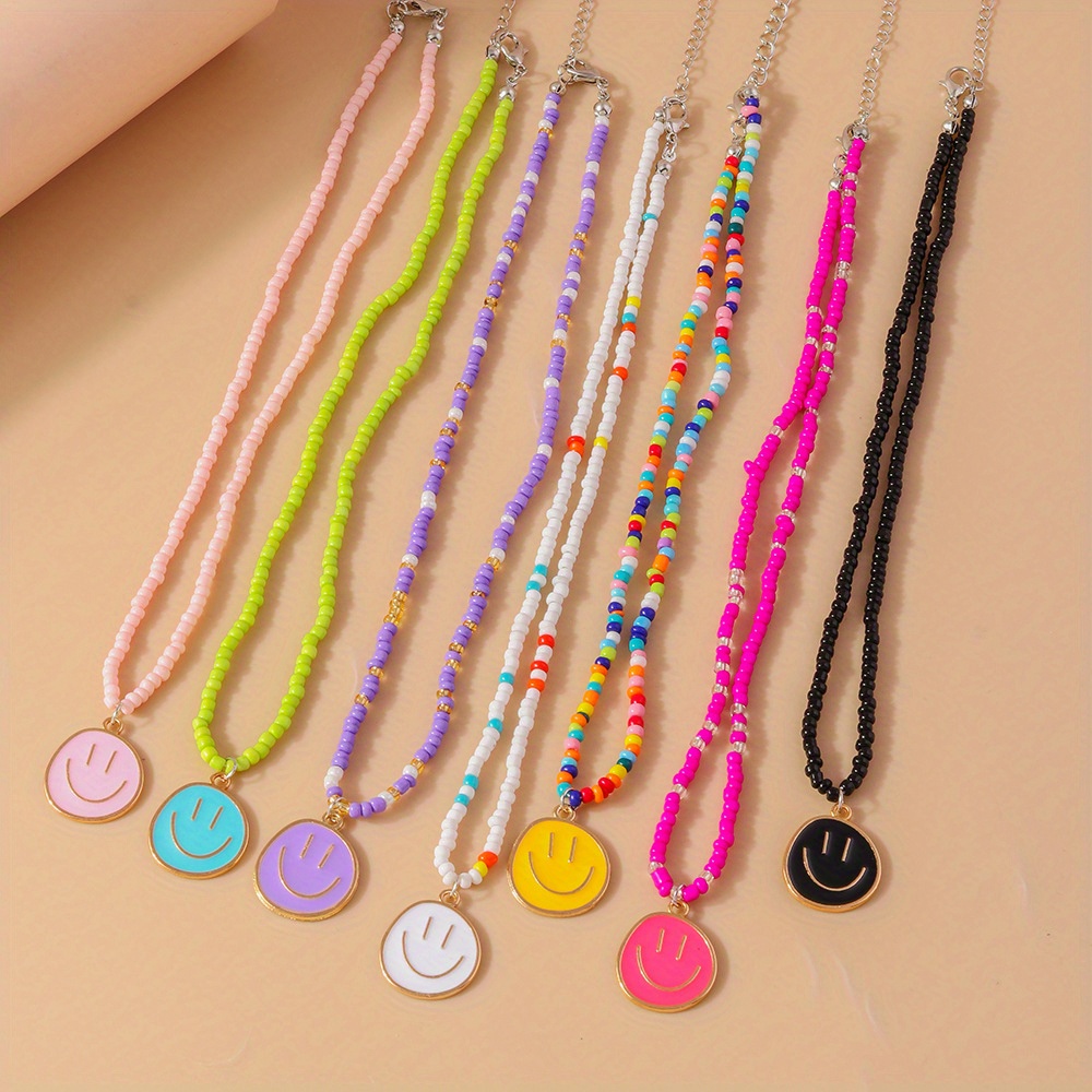 Colorful Dopamine Face Bead Necklace